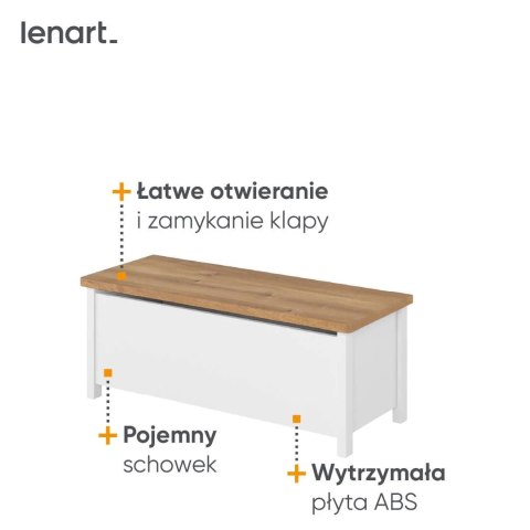 Ławka Story SO-10 ze schowkiem - kolor biały / dąb nash