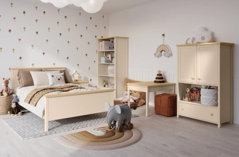 Łóżko Story SO-17 120 × 200 z materacem - kolor beż piaskowy / dąb vincenza bielona