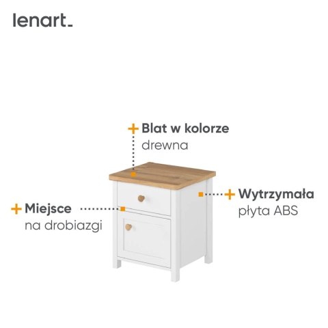 Stolik nocny Story SO-07 1D1S - kolor biały / dąb nash