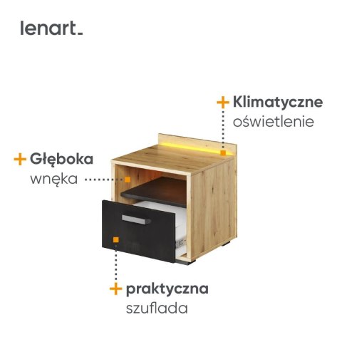 Szafka nocna Qubic QB-10 z szufladą i LED