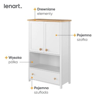 Wysoka komoda Story SO-11 2D1S - kolor biały / dąb nash
