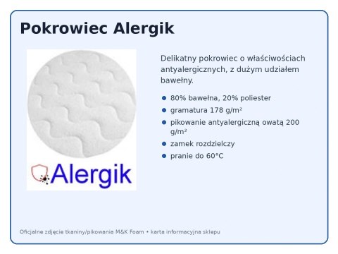 Materac Pocket High H3 120x200 - kieszeniowy, pokrowiec Alergik | M&K Foam