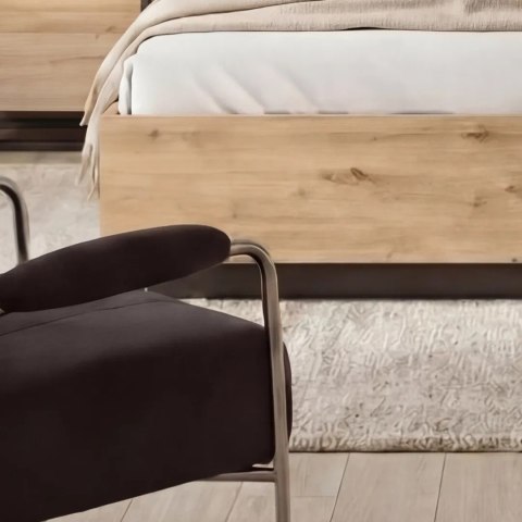 Łóżko Quant QS-02 140x200 z pojemnikiem i LED - dąb artisan / czarny