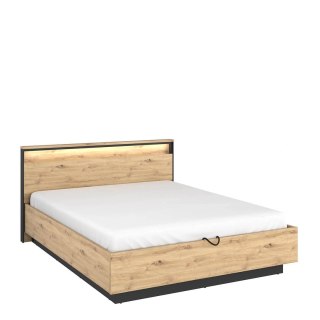 Łóżko Quant QS-02 160x200 z pojemnikiem i LED - dąb artisan / czarny