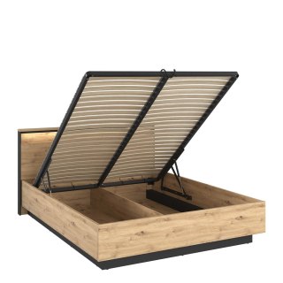 Łóżko Quant QS-02 160x200 z pojemnikiem i LED - dąb artisan / czarny