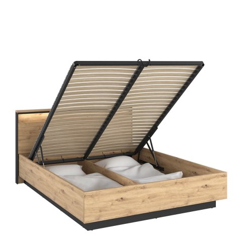 Łóżko Quant QS-02 160x200 z pojemnikiem i LED - dąb artisan / czarny