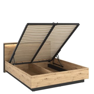 Łóżko Quant QS-02 180x200 z pojemnikiem i LED - dąb artisan / czarny
