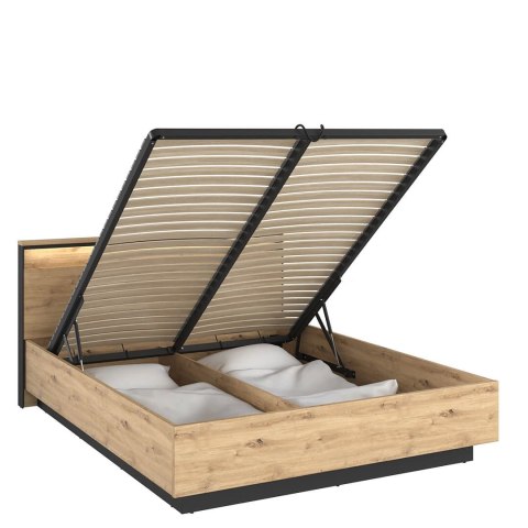 Łóżko Quant QS-02 180x200 z pojemnikiem i LED - dąb artisan / czarny
