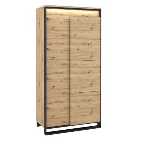 Szafa Quant QA-01 95 cm z drążkiem, półkami i LED - dąb artisan / czarny