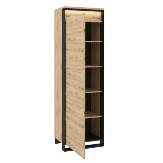 Szafa jednodrzwiowa Quant QA-02 60 cm z półkami i LED - dąb artisan / czarny