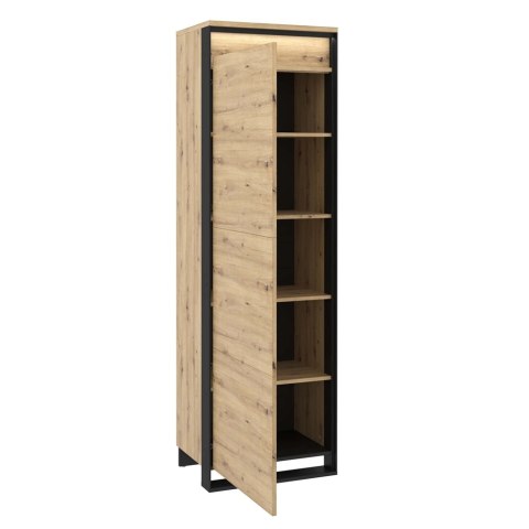 Szafa jednodrzwiowa Quant QA-02 60 cm z półkami i LED - dąb artisan / czarny