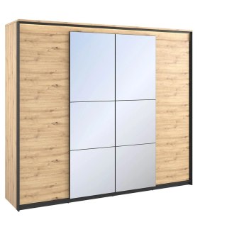 Szafa uchylna Quant QS-05 250 cm z lustrem i LED - dąb artisan / czarny