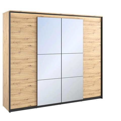 Szafa uchylna Quant QS-05 250 cm z lustrem i LED - dąb artisan / czarny