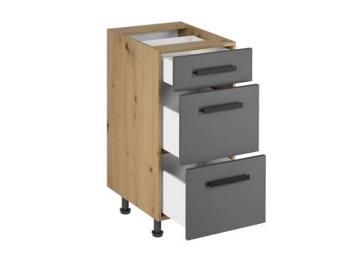 Szafka kuchenna Langen dolna D40S3 PUSH OPEN - Grey / Dąb Artisan
