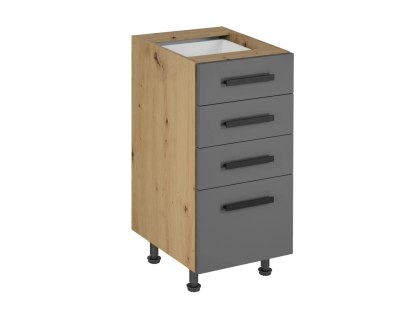 Szafka kuchenna Langen dolna D40S4 PUSH OPEN - Grey / Dąb Artisan