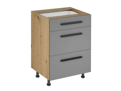 Szafka kuchenna Langen dolna D60S3 PUSH OPEN - Dąb Artisan / Beige