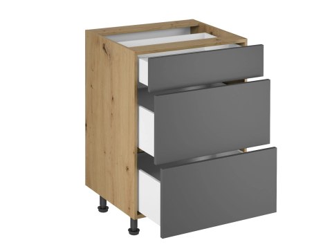 Szafka kuchenna Langen dolna D60S3 PUSH OPEN - Grey / Dąb Artisan