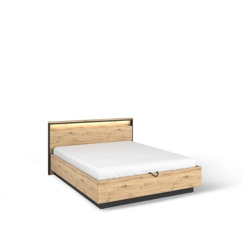 Zestaw mebli Quant 140 cm - łóżko + 2 stoliki nocne - dąb artisan / czarny
