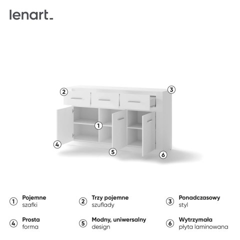 Komoda 3D3S 160 cm Idea ID-09 - biały alpejski