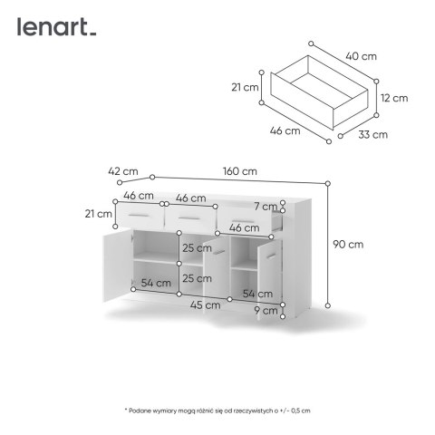 Komoda 3D3S 160 cm Idea ID-09 - biały alpejski