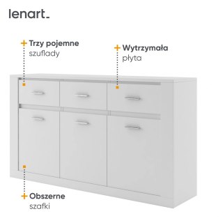 Komoda Arti AR-09 160 cm - 3 drzwi i 3 szuflady - biały