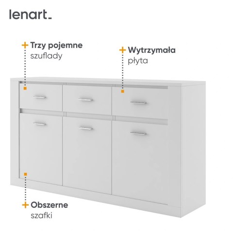 Komoda Arti AR-09 160 cm - 3 drzwi i 3 szuflady - biały