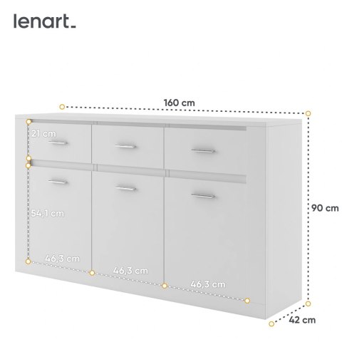 Komoda Arti AR-09 160 cm - 3 drzwi i 3 szuflady - biały