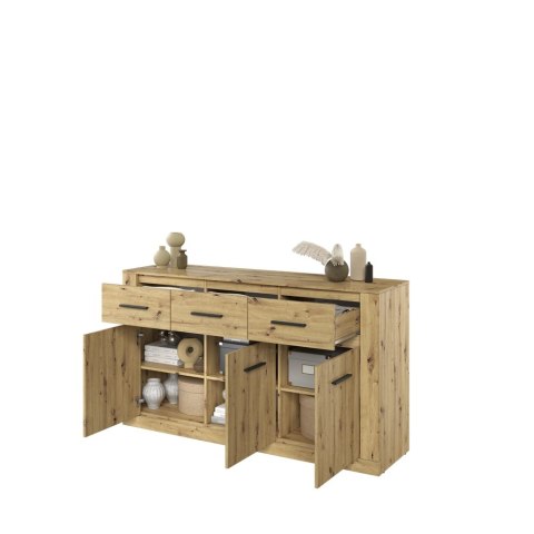 Komoda Arti AR-09 160 cm - 3 drzwi i 3 szuflady - dąb artisan