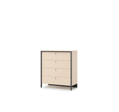 Komoda Enna EN-03 101 cm z 4 szufladami i LED - beż / czarny
