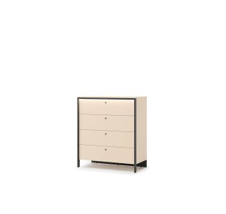 Komoda Enna EN-03 101 cm z 4 szufladami i LED - beż / czarny