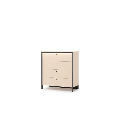 Komoda Enna EN-03 101 cm z 4 szufladami i LED - beż / czarny