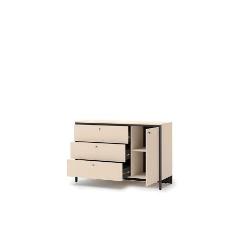 Komoda Enna EN-04 136 cm 1D3S z LED - beż / czarny