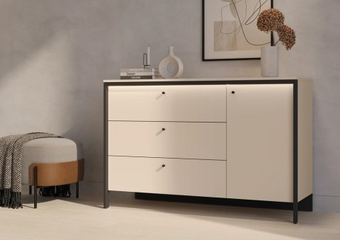 Komoda Enna EN-04 136 cm 1D3S z LED - beż / czarny