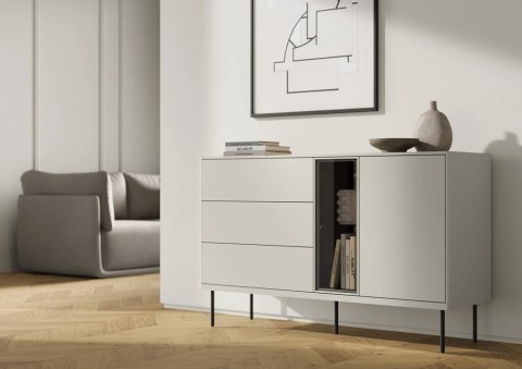 Komoda Epiro EP-03 134 cm 1D3S z oświetleniem LED - kaszmir / dąb ciemny