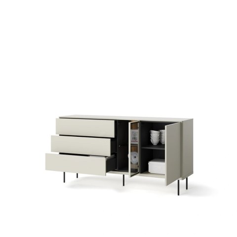 Komoda Epiro EP-04 161 cm 1D3S z oświetleniem LED - kaszmir / dąb ciemny