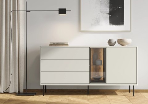 Komoda Epiro EP-04 161 cm 1D3S z oświetleniem LED - kaszmir / dąb ciemny
