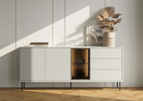 Komoda Epiro EP-05 194 cm 2D3S z oświetleniem LED - kaszmir / dąb ciemny