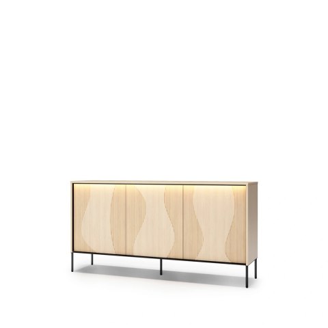 Komoda Flow FW-03 167 cm 3D z oświetleniem LED - dąb vincenza bielona / czarny