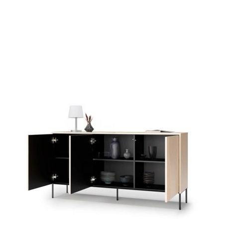 Komoda Flow FW-03 167 cm 3D z oświetleniem LED - dąb vincenza bielona / czarny