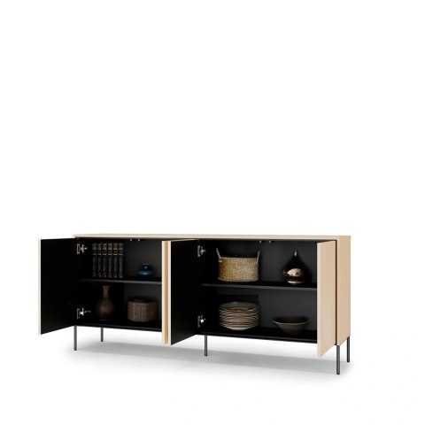 Komoda Flow FW-04 193 cm 4D z oświetleniem LED - dąb vincenza bielona / czarny
