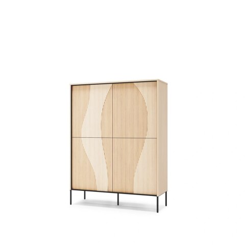 Komoda wysoka Flow FW-02 112 cm 4D z oświetleniem LED - dąb vincenza bielona / czarny