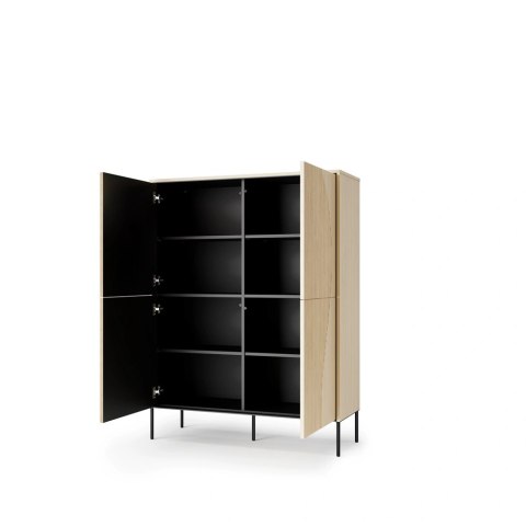 Komoda wysoka Flow FW-02 112 cm 4D z oświetleniem LED - dąb vincenza bielona / czarny