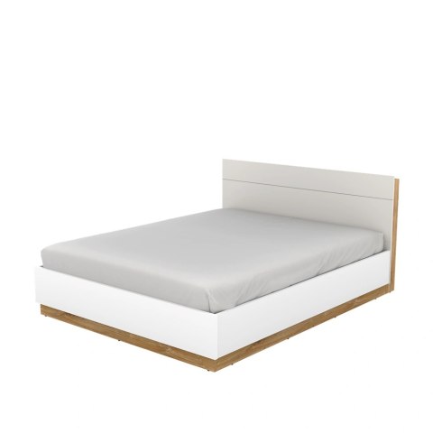 Łóżko Dentro DT-02 180x200 z pojemnikiem, stelażem i LED - biały / dąb Stirling