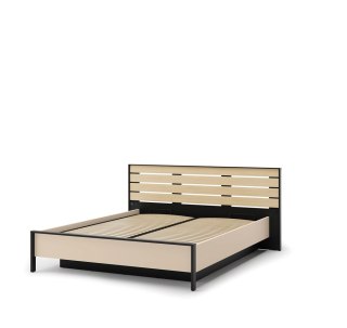 Łóżko Enna EN-02 160x200 ze stelażem i LED - beż / czarny / dąb Vincenza