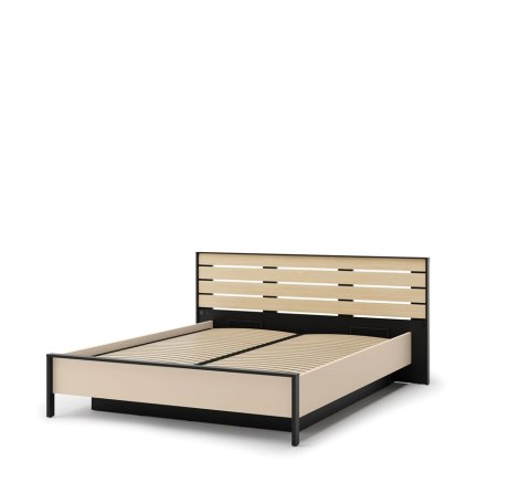 Łóżko Enna EN-02 160x200 ze stelażem i LED - beż / czarny / dąb Vincenza