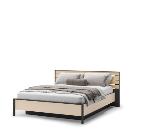 Łóżko Enna EN-02 160x200 ze stelażem i LED - beż / czarny / dąb Vincenza