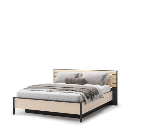 Łóżko Enna EN-02 160x200 ze stelażem i LED - beż / czarny / dąb Vincenza
