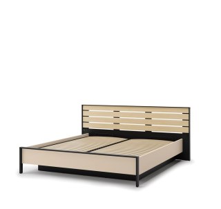 Łóżko Enna EN-02 180x200 ze stelażem i LED - beż / czarny / dąb Vincenza