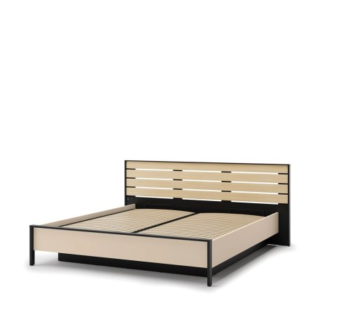 Łóżko Enna EN-02 180x200 ze stelażem i LED - beż / czarny / dąb Vincenza