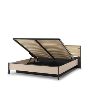 Łóżko Enna EN-02 180x200 ze stelażem i LED - beż / czarny / dąb Vincenza